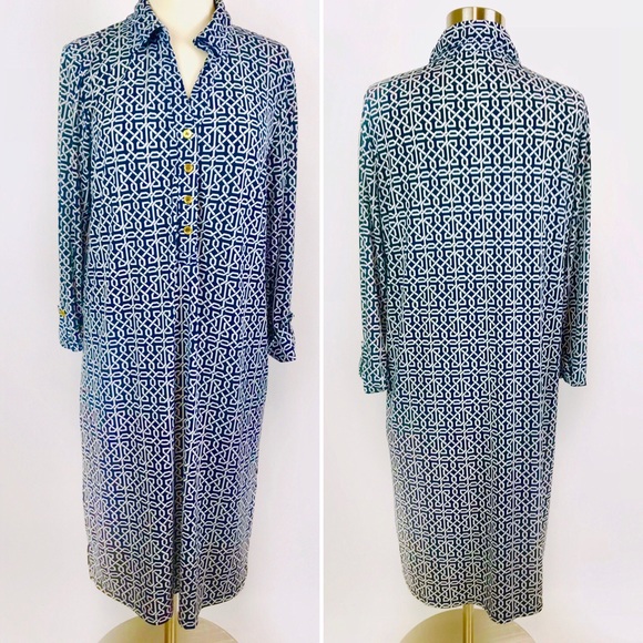 Jones New York Career Navy/White Shirt Dress, Med - Picture 4 of 8